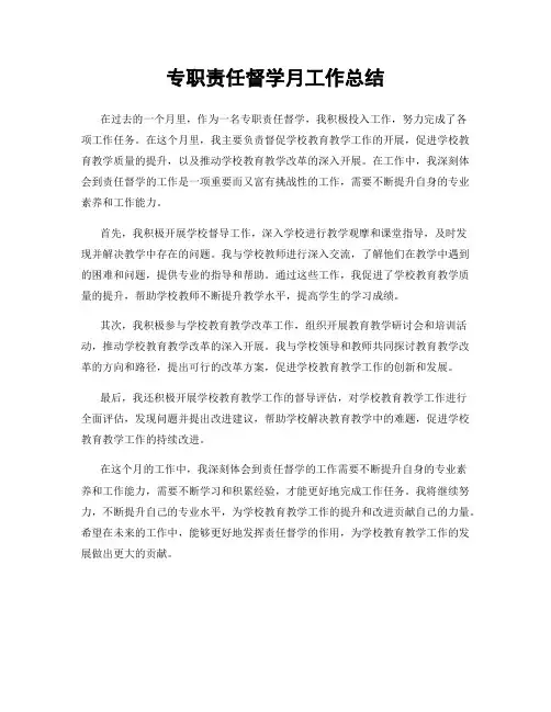 专职责任督学月工作总结
