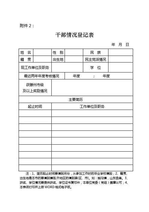 干部信息采集(样表)