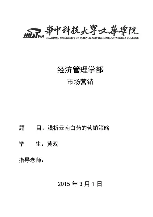 浅析云南白药营销策略解读精品名师资料