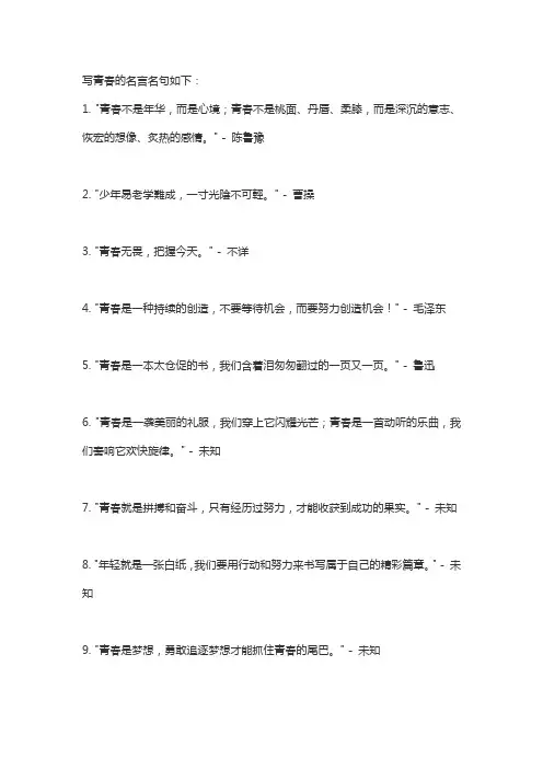 写青春的名言名句