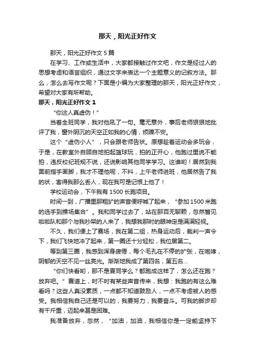 那天，阳光正好作文5篇