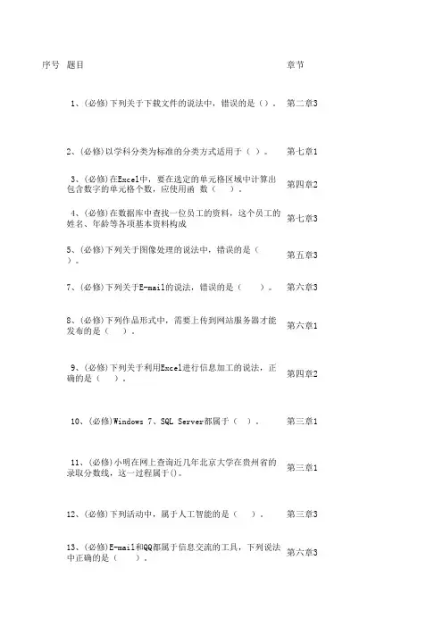 高中信息技术会考题库 (9)