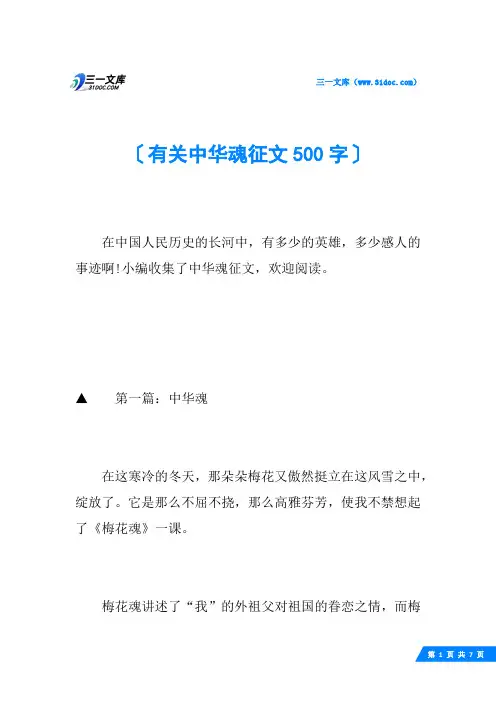 有关中华魂征文500字