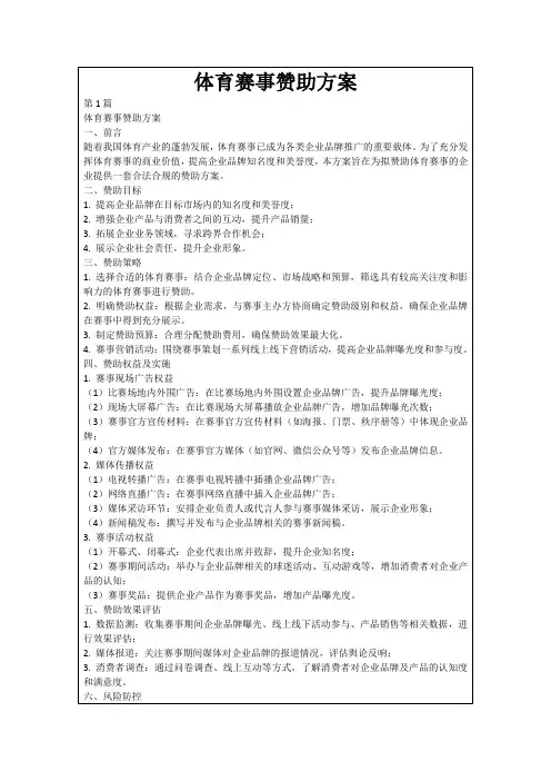 体育赛事赞助方案