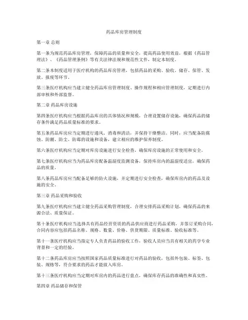 药品库房管理制度