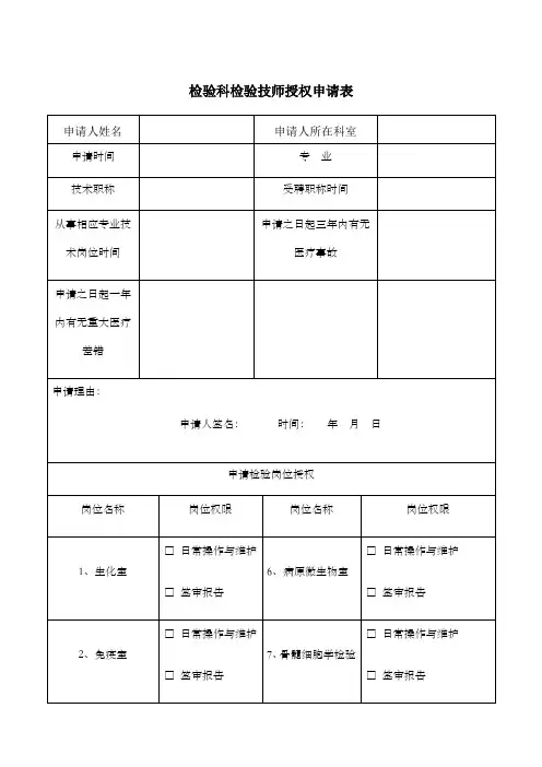 检验师授权表