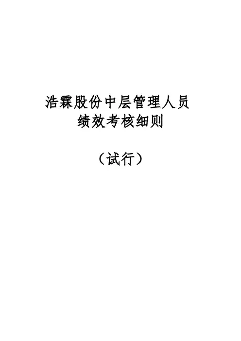 主管以上人员绩效考核细则定稿