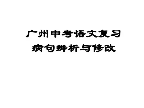 九年级语文中考复习：辨析和修改病句专题 (共55张PPT)
