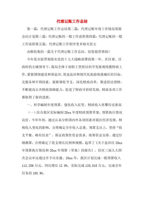 代理记账工作总结