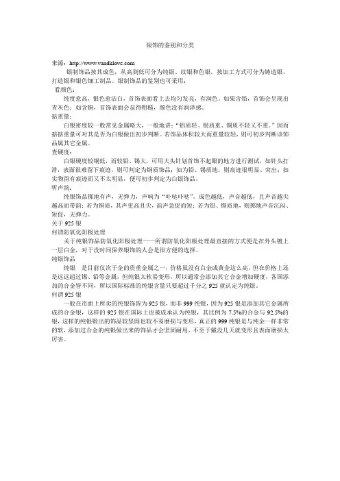 银饰的鉴别和分类