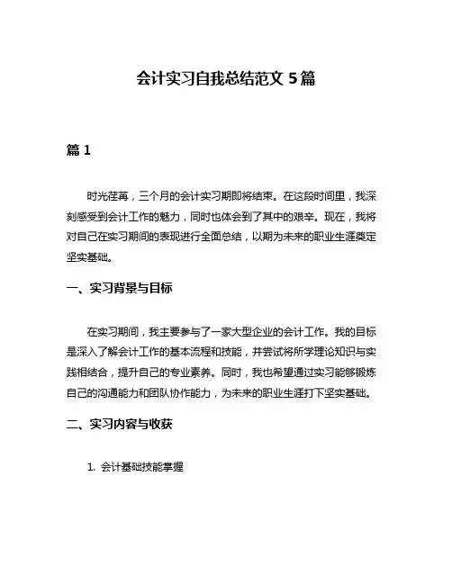 会计实习自我总结范文5篇