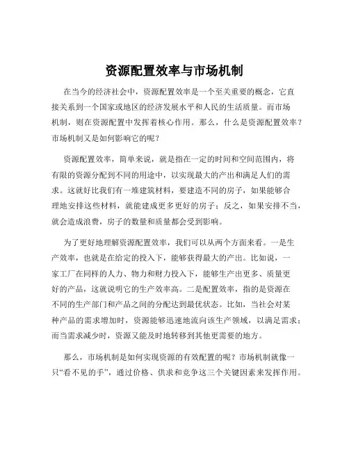 资源配置效率与市场机制