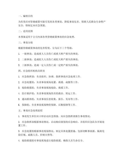 管路破裂应急预案