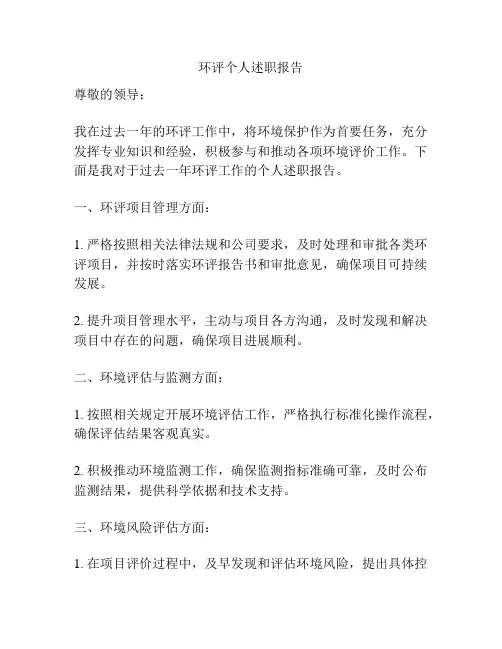 环评个人述职报告