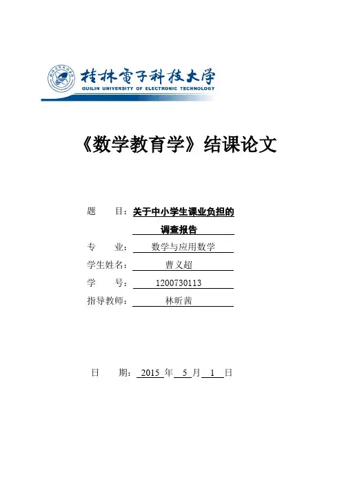 关于中小学生课业负担的调查报告