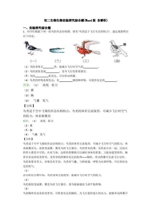 初二生物生物实验探究综合题(Word版 含解析)