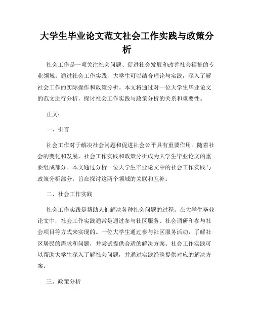 大学生毕业论文范文社会工作实践与政策分析