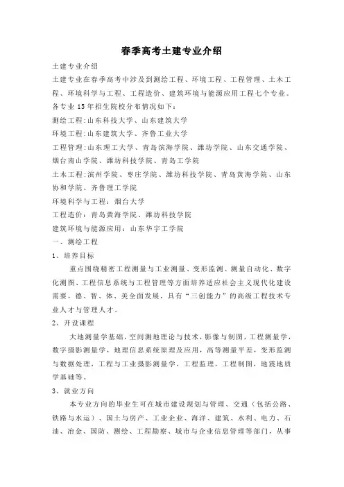 春季高考土建专业介绍