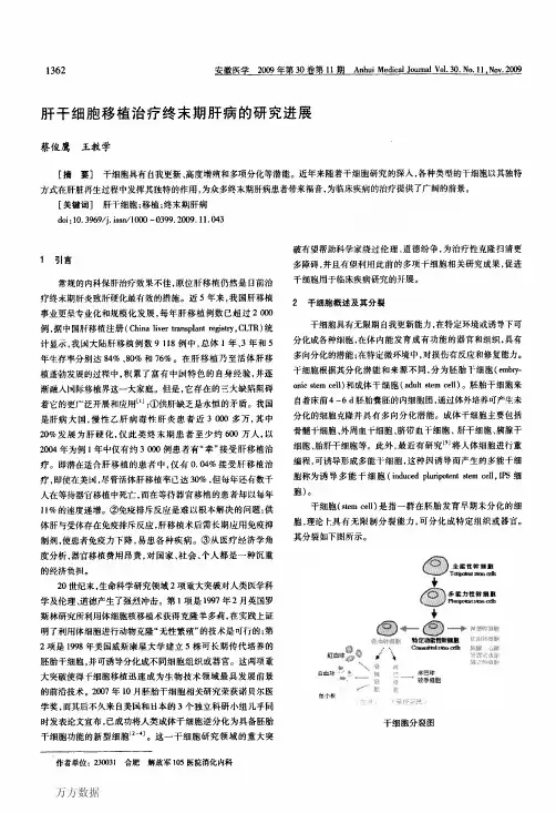 肝干细胞移植治疗终末期肝病的研究进展