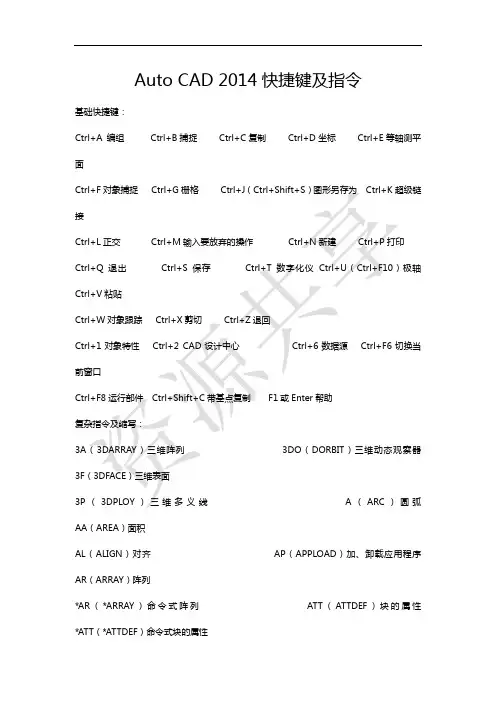 Auto_CAD_2014快捷键及指令