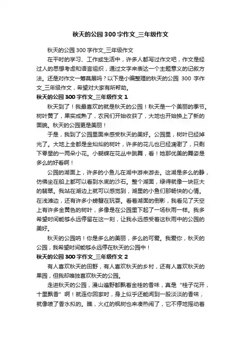 秋天的公园300字作文_三年级作文