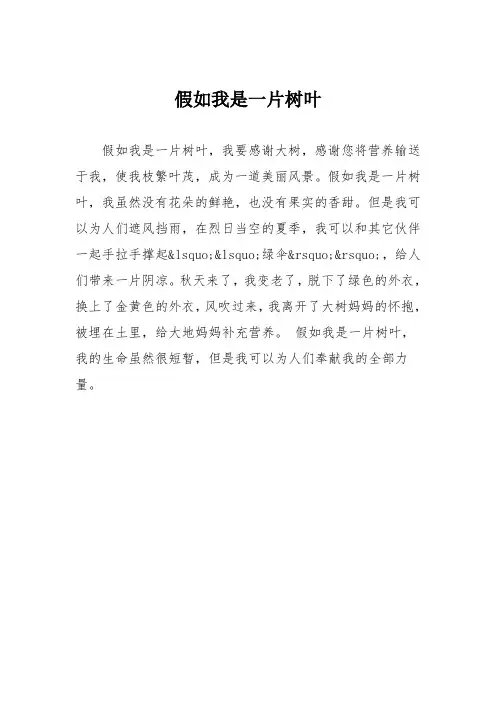 小学一年级作文：假如我是一片树叶
