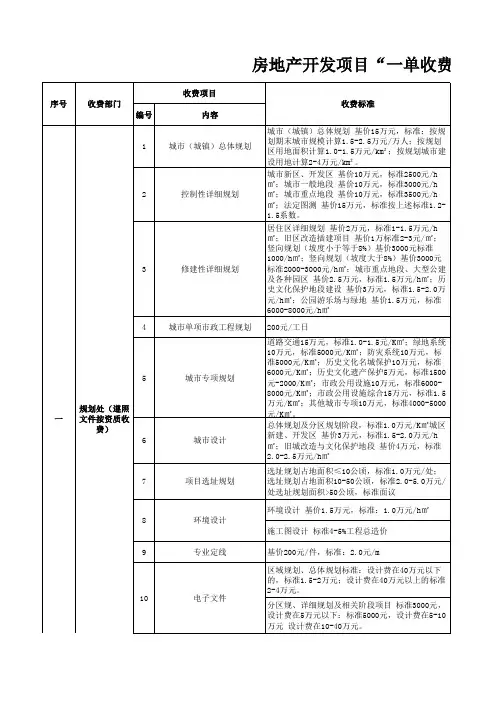 三、房地产开发项目“一单收费”明细表