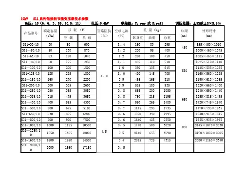 10kv级S7、S9和S11变压器技术参数表
