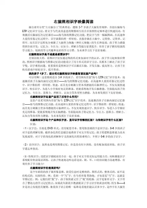 右脑照相识字映像阅读