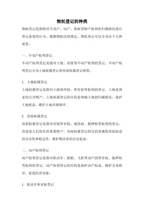 物权登记的种类