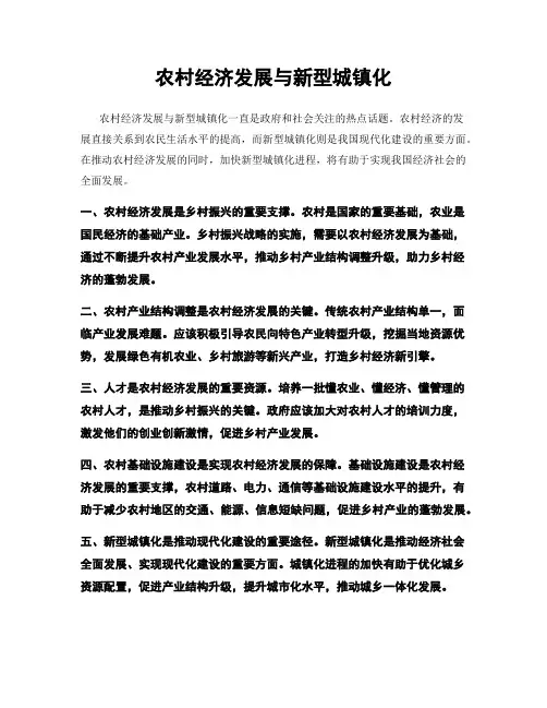 农村经济发展与新型城镇化