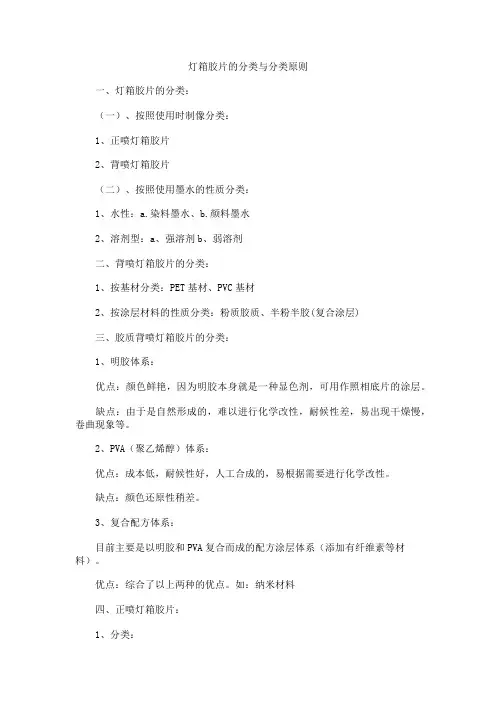 灯箱胶片的分类与分类原则