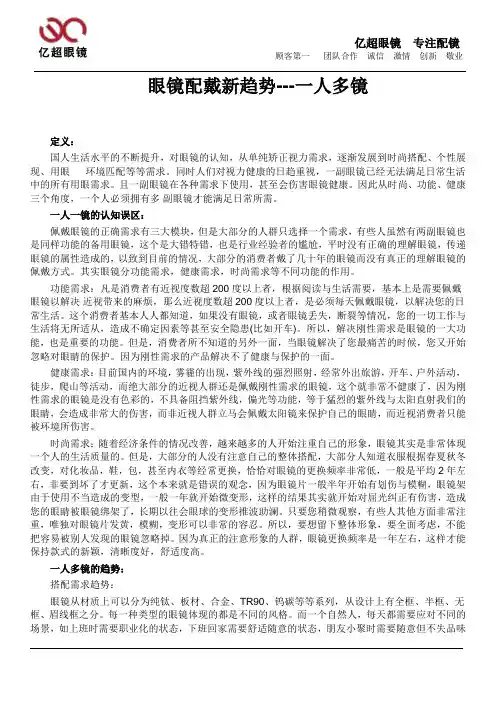 眼镜配镜新趋势---一人多镜