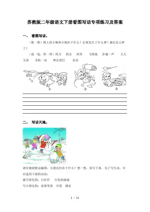 苏教版二年级语文下册看图写话专项练习及答案