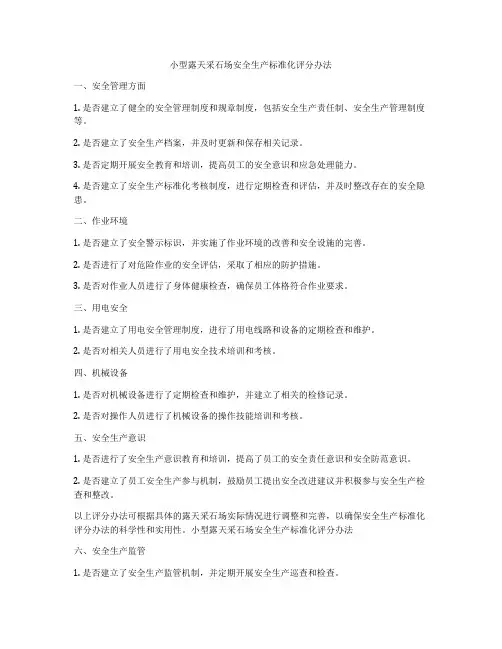 小型露天采石场安全生产标准化评分办法