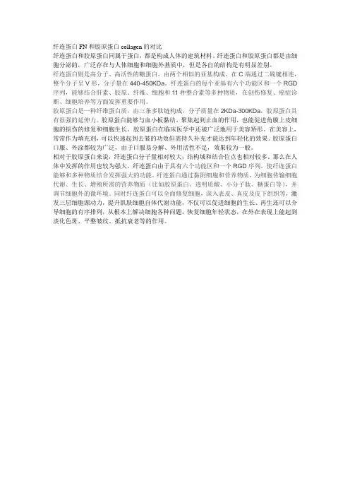 纤连蛋白FN和胶原蛋白collagen的对比