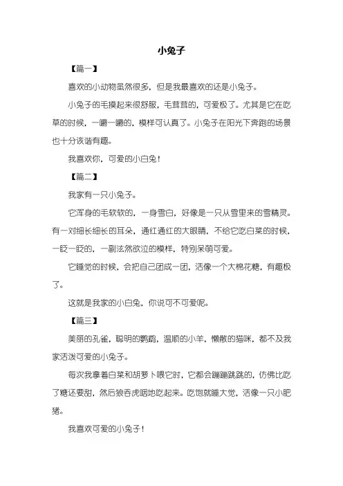 一年级作文：小兔子作文5篇