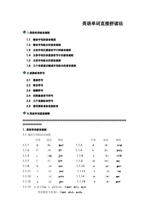 (完整版)很棒的归纳：英语单词直接拼读法(建议先看”26个字母发音规律“)