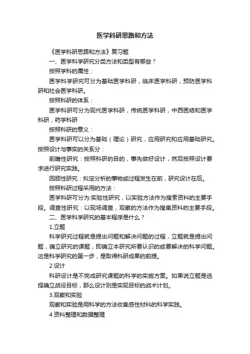 医学科研思路和方法