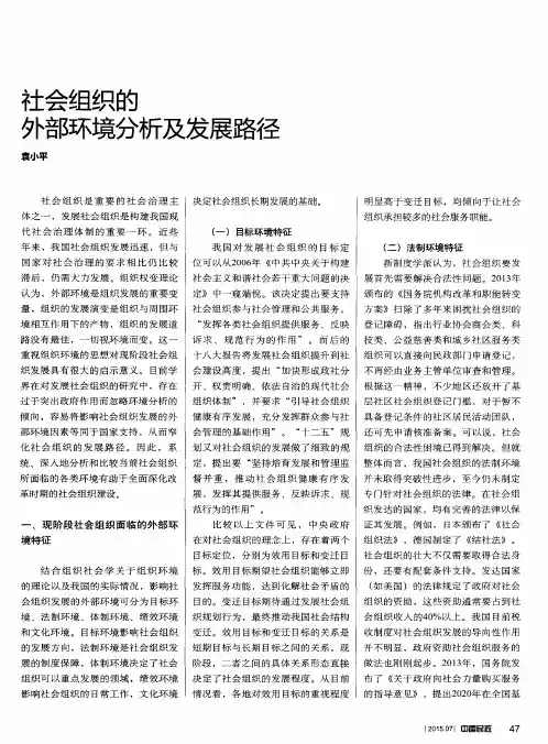 社会组织的外部环境分析及发展路径