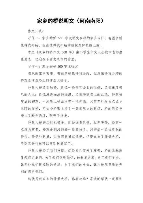 家乡的桥说明文(河南南阳)_作文