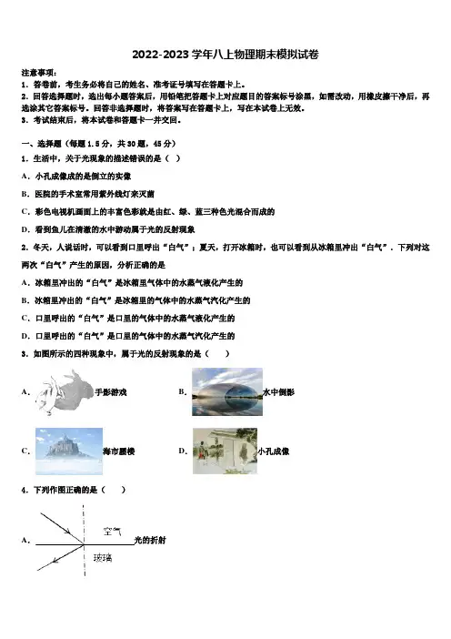 江苏省徐州市名校2022-2023学年物理八年级第一学期期末学业水平测试试题含解析