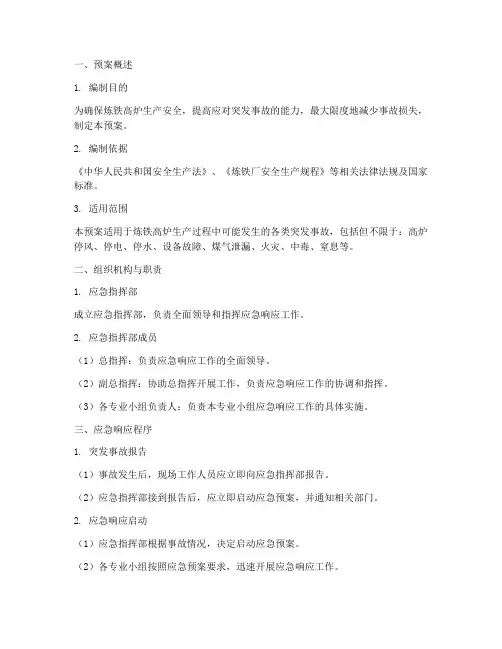 炼铁高炉应急预案模板