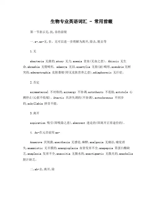 生物专业英语词-常用前缀