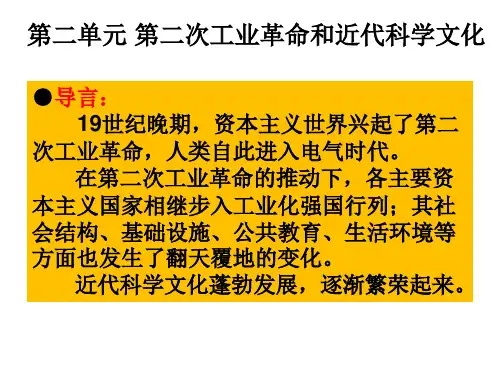 人教部编版九年级历史下册第二单元 第二次工业革命和近代科学文化 复习课件