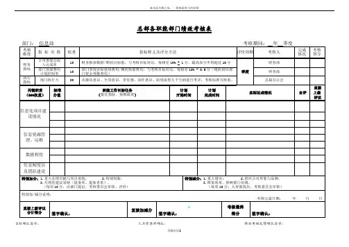 信息部季度KPI考核表