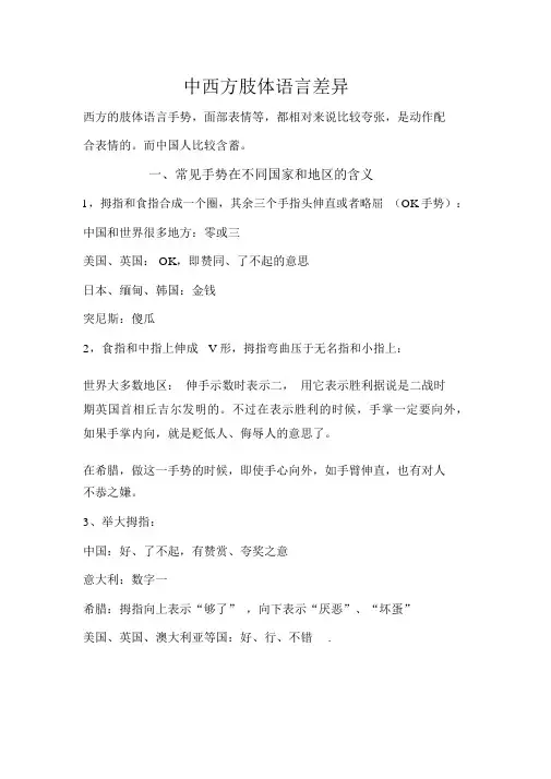 中西方肢体语言差异Vivian