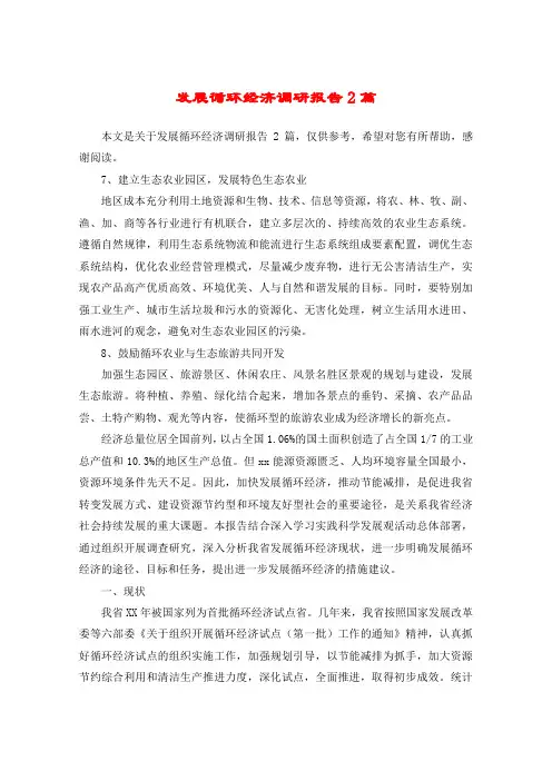 发展循环经济调研报告2篇