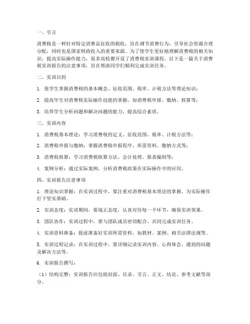 消费税实训报告注意事项
