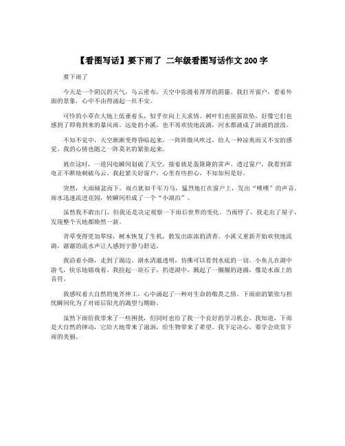 【看图写话】要下雨了 二年级看图写话作文200字